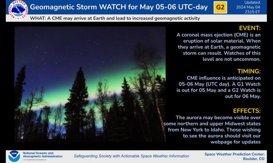 G1G2 (MinorModerate) Storm Watches 0506 May 2024 NOAA